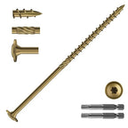 #14 x 6 Inch Lag Screws (192Pcs) 8lb. Structural Wood Screw, Bronze, Carbon Steel, Washer Head, Rust Resistant epoxy Coated, T30 Star Bit