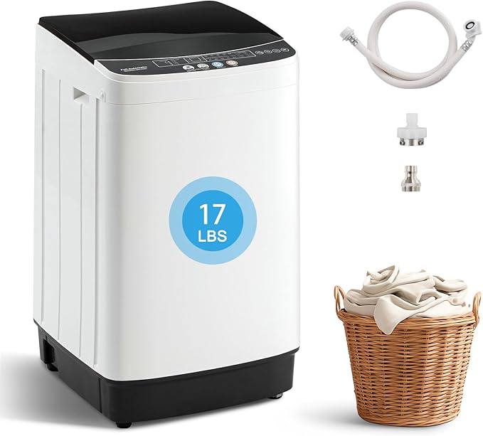 Portable Washing Machine, 17LBS Full Automatic Washer with Spinner, 10 Programs Compact Laundry Machine for Apartment, RV, Dorm Home Use, Mini Washing Machine Perfect for Small Spaces