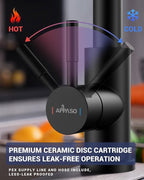 APPASO Touchless Kitchen Faucet with Pull Down Sprayer Matte Black, Waterfall Touchless Motion Sensor Hands-Free, Single Handle for 1 or 3 Holes Sink, Stainless Faucet Black with Easy Installation