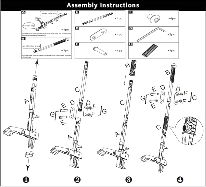 4-Claw Weed Puller Tool Stand Up Heavy Duty, 40'' Long Weeding Tool with Long Handle Stainless Steel Claws Gardening Weed Pulling Tool for Lawn and Garden [ 2024 Upgrade Version]