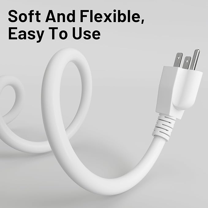 16/3 White Indoor Outdoor Extension Cord 10 Ft 2 Pack Waterproof, Heavy Duty Extension Cord with 3 Prong Grounded Plug,13A 1625W 16AWG SJTW, Flexible Weatherproof Power Cable