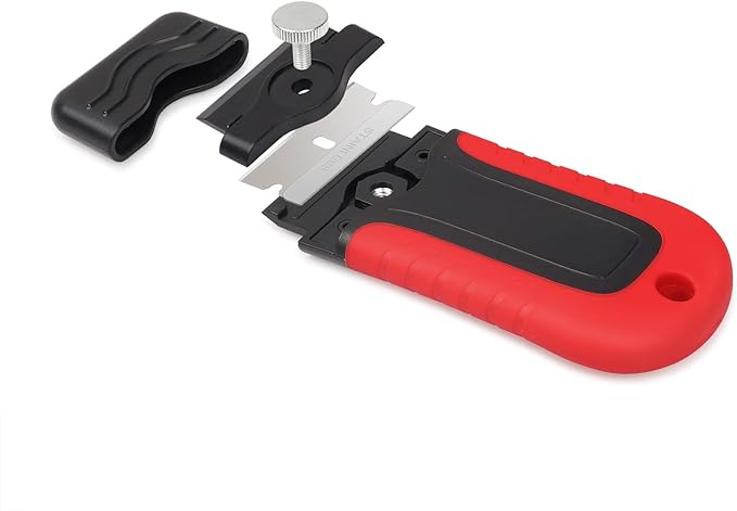 Gomake Razor Blade Scraper Tool with Blade Storage Container, Glass Cooktop Stove Scraper with 10PCS Stainless Steel Blades for Glass Clean,Paint,Old Label,Decal Sticker,Adhesive Remover