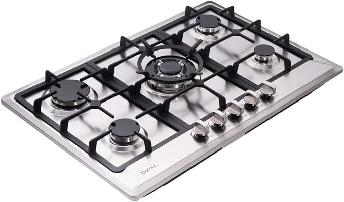 30 inch Gas Cooktops NG/LPG Sealed 5 Burners Gas Cooktop Drop-In Stainless Steel Gas Hob DK257-A02 Gas Cooktop
