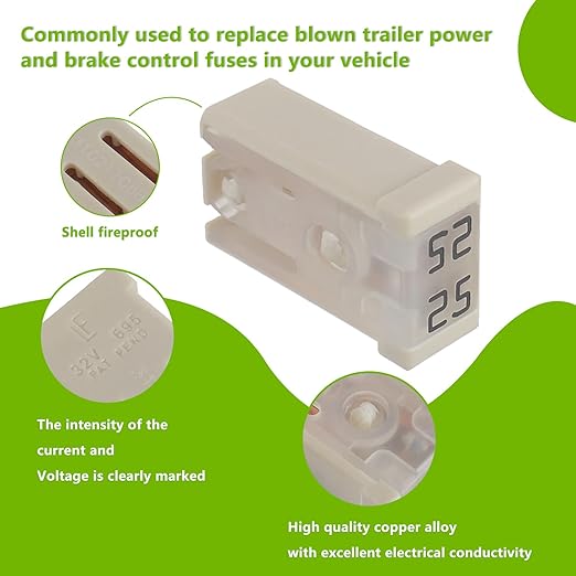 25A 32V Mini Slotted Automotive MCASE Shaped Cartridge Fuse Kit(Pack of 6pcs,25A)