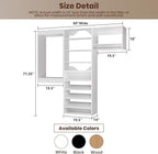 ROOMTEC Modular Closet System, 60" Wall Mounted Modern Closet Organizer with Hanging Rods and Shoe Shelf, Wooden Tower for Walk-In Closets, Wardrobe Storage Kit, White