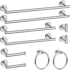 Cilee 10 Piece Chrome Bathroom Hardware Set,2 Pack 5 Piece Bathroom Accessories Set Include 24 inch,16 inch Toilet Paper Holder, Towel bar,Towel Ring,Towel Hook,Stainless Steel Wall Mounted