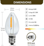 C7 Christmas Led Light Bulb, C7 Shatterproof Replacement Night Light Bulb, 0.6W Equivalent 7W Incandescent Bulb, Warm White 2200K, E12 Standard Base, 50Pack