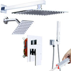 Enga Shower System Dual Shower Heads with 10+6" Dual Rain Shower Head with Handheld Spray for Two People, Wall Mount Shower Faucet Set with Valve Kit, Chrome