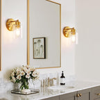 1-Light Gold Wall Sconce,Vanity Light, Modern Bathroom Light fixtures with Clear Glass Shade for Bedroom, Entrance, Hallway, Living Room Wall Mount Bathroom Mirror Fixtures (1PACK)