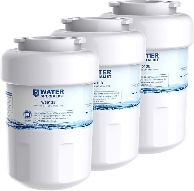 Waterspecialist WS613B Replacement for MWF®, SmartWater® MWFP, MWFA, GWF, HDX FMG-1, WFC1201, GSE25GSHECSS, PC75009, RWF1060, Kenmore® 9991 Refrigerator Water Filter, 3 Filters