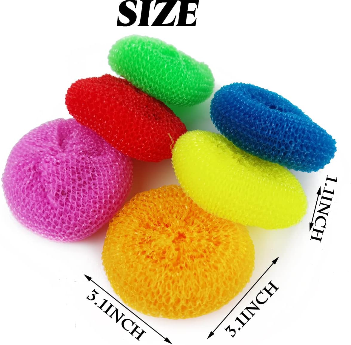 NSBELL 30PCS Plastic Dish Scrubbers for Dishes Plastic Pot Round Scrubber Scouring Pad Nylon Dish Scrubber, Poly Mesh Scouring Dish Pads Non Scratch Scrubbers