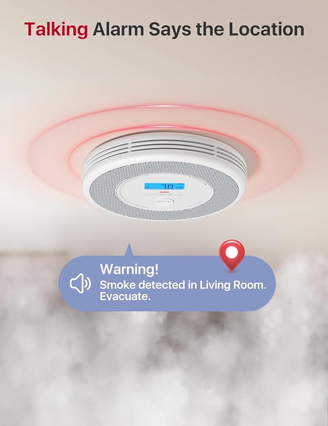 X-Sense Combination Smoke and Carbon Monoxide Detector with Voice Location, Interconnected Smoke Detector Carbon Monoxide Detector Combo with Base Station (Not Included), Model XP0A-MR, 1-Pack