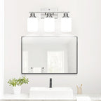 3-Light Bathroom Light Fixtures, Brushed Nickel Vanity Light with Milky White Shades, Bathroom Lighting Fixtures Over Mirror, Modern Bathroom Wall Lamp for Mirror Living Room Cabinet Bedroom