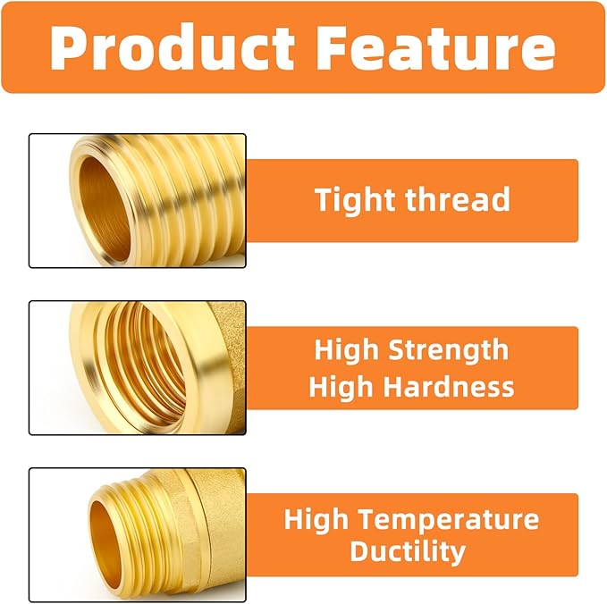 GASHER 6PCS 1/2 Inch NPT Brass Pipe Fitting, Ball Valve, Barstock Tee Brass Pipe Fitting and Air Hose Fitings