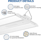 CINOTON 2FT 165W/110W/80W LED Shop Light with 22275LM, 0-10V Dimmable Linear High Bay Lighting, 120-277V Power Tunable Commercial Hanging Lights for Garage Office Warehouse Workshop UL Listed 2 Pack
