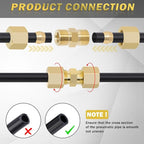 Brass Compression Tube Fitting, 10 PCS 3/16" OD x 3/16" OD Compression Union Connectors & 10 PCS Compression Sleeves Ferrules
