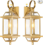 2-Pack Gold 18" Dusk to Dawn Outdoor Wall Lights, Large Golden Outside Modern Wall Light Fixtures, ETL Listed Outdoor Wall Sconces for Outside House Porch Patio