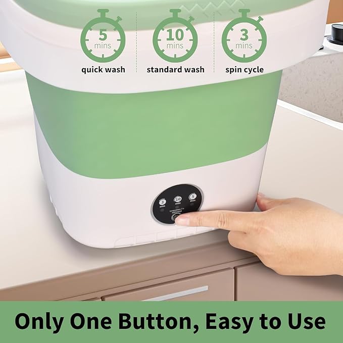Portable Washing Machine, 16L Upgraded Mini Laundry Machine with Spin Basket, 3 Cleaning Modes Suitable for Small Clothes, Foldable Design Ideal for Home, Campain, Hotel and Apartment