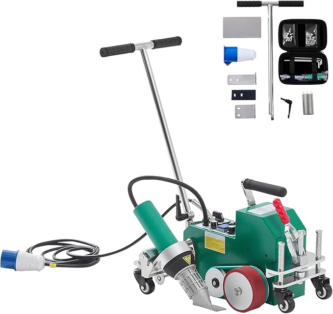 VEVOR Roofing Hot Air Welder, 3400W 220V High Power Plastic PVC TPO Welding Machine - 1.57in Welding Width, 0.04-0.08 in Thickness, 68 ℉-1202 ℉ Heat Roofing Welding Tool, for Waterproofing Advertising