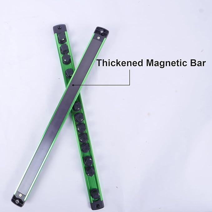 Magnetic Socket Holder Organizer Set: 3-Piece 1/4, 3/8, 1/2 Drive Socket Trays Socket, 360° Swivel Clips Socket Holder Kit, For Automotive Mechanic Garage (Black Red Green)