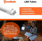 GoodBulb 48-Inch T8 LED Light Bulbs 18-Watt, 4100K Cool White Color, 2800-Lumens, Type A+B with Medium Bi-Pin Base (Pack of 10 Bulbs)