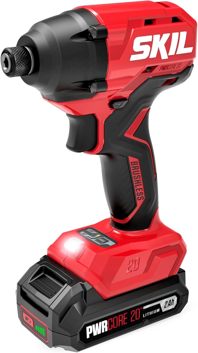 SKIL PWR CORE 20V Brushless 9-Tool Power Tool Combo Kit Including 2 * 2.0Ah Batteries, Charger, and Rolling Tool Box -CB8009B-20