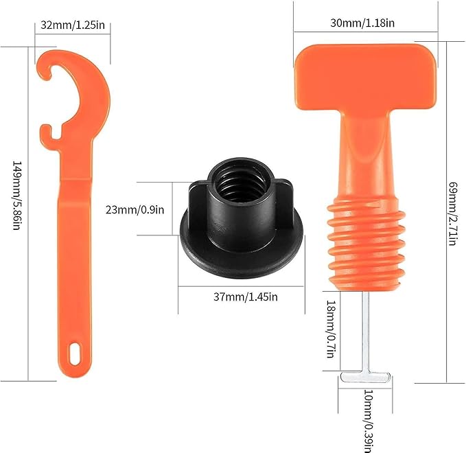 Tile Leveling System Kit 1/16" T Type 200pcs Tile Leveling Reusable + 1000pcs Cross Spacer Tile Installation Tool Kit for Stone Ceramic Stone Installation With 4x Wrenches (1/16" 1204pcs)