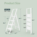 WOA WOA 4 Step Ladder for 10 Feet High Ceiling, Lightweight Foldable Ladder with Non-Slip Wide Pedals, Step Stool with Safe Handrail, Space Saving for Home, Kitchen, Indoor & Outdoor 300lbs - White