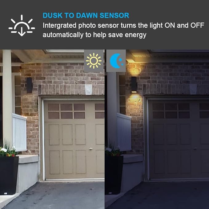 2 Pack Up Down Outdoor Wall Lights, Patio Wall Light Fixture, Oil Rubbed Bronze Porch Lights Outside Wall, Anti Rust Waterproof Outdoor Wall Sconce for Garage, Balcony, Backyard - ETL