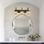Crystal Vanity Lights 3-Light Black Bathroom Vanity Lights Modern Crystal Bathroom Light Fixtures Over Mirror 23.62" Long Vanity Light for Bathroom