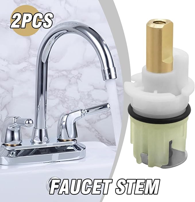 2Pcs RP25513 Faucet Stem, Faucet Repair Kit with RP24096 Cartridge RP4993 Seat and Spring RP24097 Turn Stop1/4, Replace for Fixing Leakage