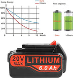 ARyee LB2X4020 6.0Ah 20V Lithium Battery for Black and Decker 20Volt Max LBXR20 LB20 LBX20 LBXR2020 LBX4020 LB2X4020-OPE LBXR20-OPE LBX4020 LST220 Cordless Power Drill Tools (2pcs 20V 6Ah Battery)