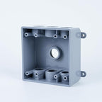 1/2-Inch or 3/4-Inch Weatherproof Electrical Junction Box with Adapters, Gray, Indoor/Outdoor Installation (Two-Gang Box)