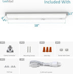 Under Cabinet Lighting Motion Sensor Hardwired, 18 Inch 9W Dimmable, 5 CCT 2700/3000/3500/4000/5000K, Eyes Care Design Linkable Under Counter Lights for Kitchen, Sink, ETL Listed, White