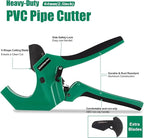 PVC Pipe Cutter for Sch 40 PVC Pipe with extra blade，Up to 2-1/2" Ratchet Pipe Cutter Pex Cutting Tool for Cutting PEX, PVC, PPR Plastic Hoses and Plumbing Pipe (Dark Green,inch64mm)