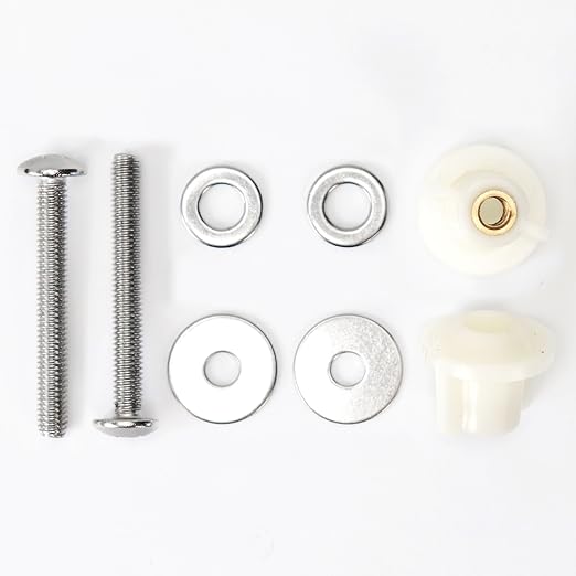 2Pcs Universal Toilet Tank Bolts Nuts, Heavy Duty Toilet Seat Screw Bolt Set, Premium Stainless Steel Hardware with Rubber Washers, Extra Long Nuts Easy Installation (MFL06)