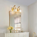 Crystal Vanity Lights 2-Light Gold Wall Lamp Modern Crystal Bathroom Light Fixtures Over Mirror 13.77" Long Bathroom Wall Sconce