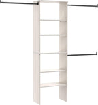 ClosetMaid SuiteSymphony Wood Closet Organizer Kit with Tower, (3) Hang Rods, (5) Shelves (2-Adjustable), Fits Spaces 5-10 ft. Wide, White Timber