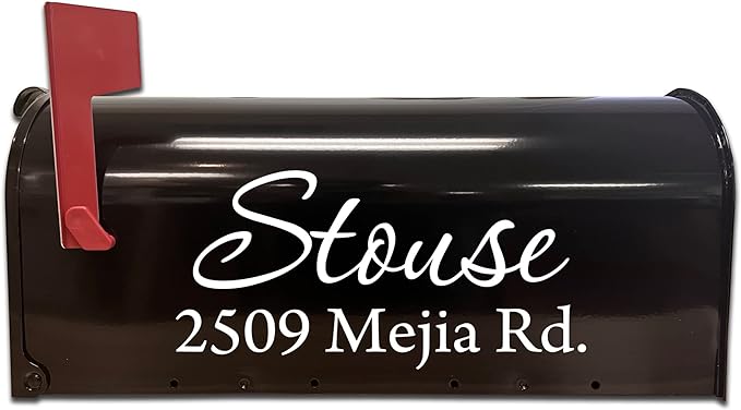 VWAQ Mailbox Decals Personalized Address and Street Name Outdoor Stickers CMB1 (19 Inch X 9 Inch, White)