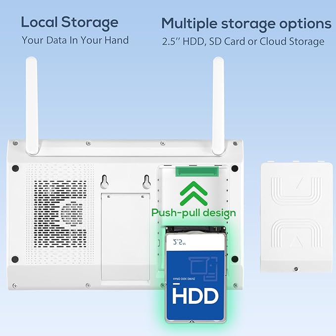 Kittyhok Wireless Security Camera System Outdoor with Monitor | 4pcs 2K Dual Lens PTZ Security Cameras, 10x Mixed Zoom, Auto Tracking, Human Detection, Spotlight | 10CH NVR with 10" Monitor, 500GB HDD