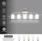 Brushed Nickel Bathroom Light Fixtures, 5-Light Modern Vanity Light Over Mirror, Wall Sconces with Milky White Frosted Glass Shades, E26 Socket (Bulbs Not Included)