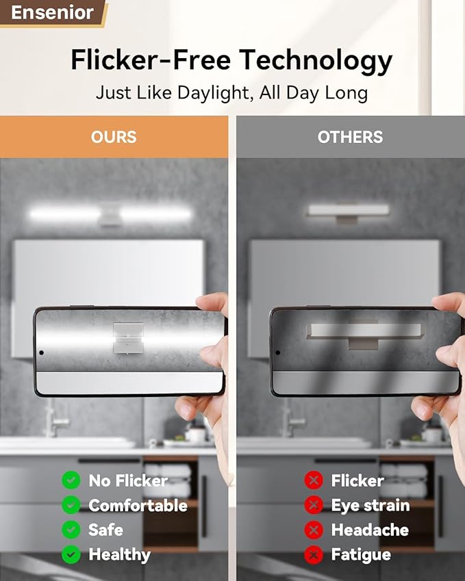 Ensenior Modern Bathroom Vanity Light 32 inch, Built-in Dimmer, 18.5W Dimmable 5CCT Led Bath Lights, Matte Grey Bar Vanity Light for Bathroom Mirror Cabinets Bedroom-FCC Certificated