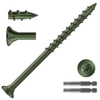 #10 x 3 Inch Deck Screws (405Pcs) 6lb. Exterior Wood Screws. Carbon Steel, Green, Flat Head, Rust Resistant epoxy Coated, with T25 Star Bit