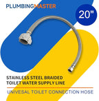 (12pcs 20 inch) PLUMBINGMASTER Toilet Water Supply Line,3/8" Comp x 7/8" BC Braided Stainless Steel Toilet Supply Line,Toilet Connector Hose with Anti-Leaking Brass Nut