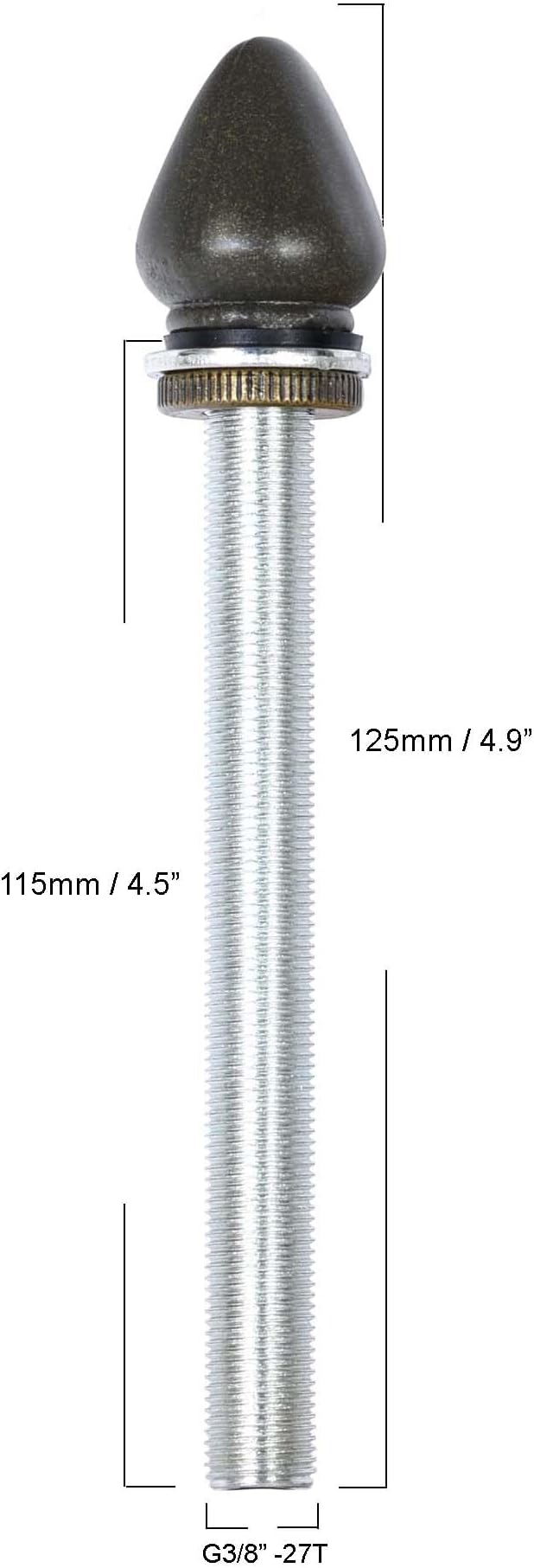 Bieye SS031 Lampshade Support with Finial for Tiffany Style Stained Glass Floor Lamp Table Lamp (G3/8 115mm All Thread)