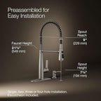 KOHLER K-R22745-SD-VS Semi-Professional Kitchen Faucet with Soap Dispenser/Lotion Dispenser, Commercial Kitchen Sink Faucet with Pull-Down Sprayhead, Vibrant Stainless