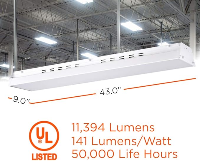 85 Watt 4 Foot High Bay | 5000K Daylight High Output 11394 Lumens | Wired 85W 100-277V High Bay | 50000 Life Hours 141LM/w | 1 Pack by GoodBulb