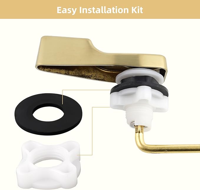 Hygie Rinse Front Mount Metal Toilet Handle Replacement Kit Compatible with American Standard/Mansfield/Gerber/TOTO/Kohler Toilet, Toilet Tank Flusher Lever with Flapper Chain, Brushed Gold