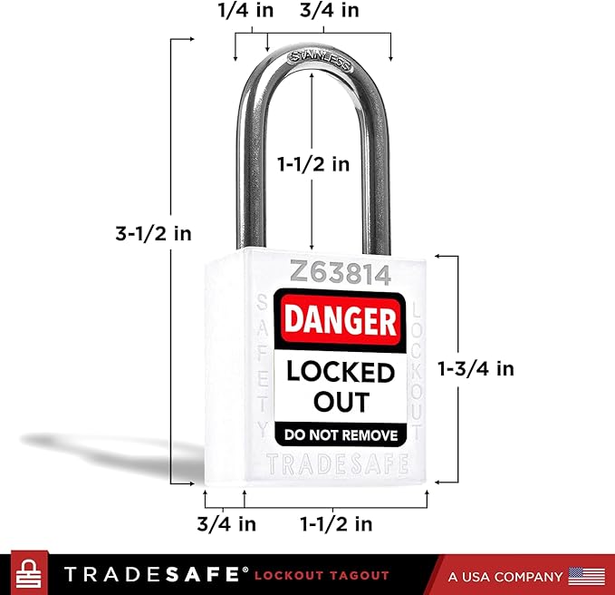 TRADESAFE Lockout Tagout Locks Set - 10 White Loto Locks, Keyed Alike Lockout Locks, 2 Keys Per Lock, OSHA Compliant Lock Out Tag Out Padlocks
