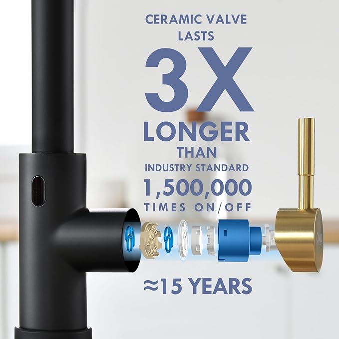 GIMILI Black and Gold Touchless Kitchen Faucet with Pull Down Sprayer, Motion Sensor Hands-Free Activated Faucet for Kitchen Sink